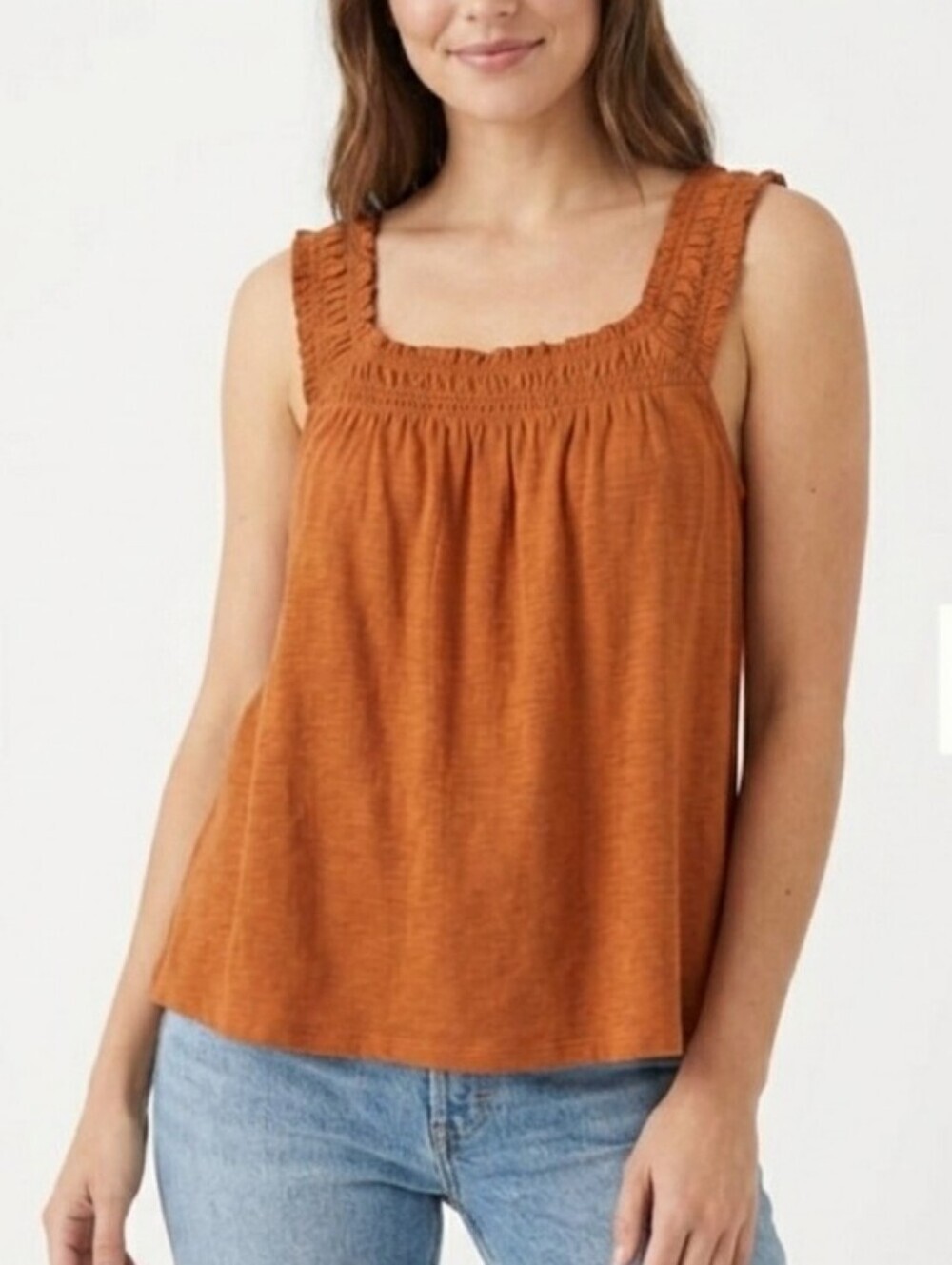 Anthropologie Lillian Ruched Cotton Blend Tank Top